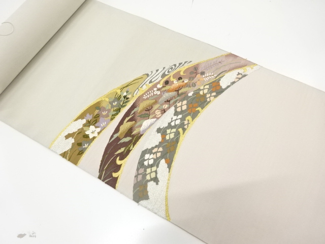 JAPANESE KIMONO / BOLT FOR NAGOYA OBI / SILK / TSUZURE / WOVEN AUTUMN PLANTS / OUTLET ITEM